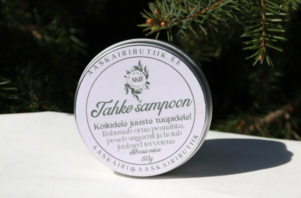 Tahke šampoon, kõikidele juuste tüüpidele, sügavpuhastav, õrn peanahale, 100% orgaaniline looduskosmeetika, eestis toodetud, šampoonid igapäeva pesuks, vegan, Aas Kairi Butiik