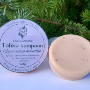 Tahke šampoon roosa savi ja lavendliga, Eesti Puhas looduskosmeetika, orgaaniline, käsitööna valmistatud, Aas Kairi Butiik