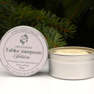 Tahke sampoon, volüüm, kõikidele juuste tüüpidele. Orgaaniline toode, käsitsi valmistatud. Eesti looduskosmeetika. Aas Kairi Butiik