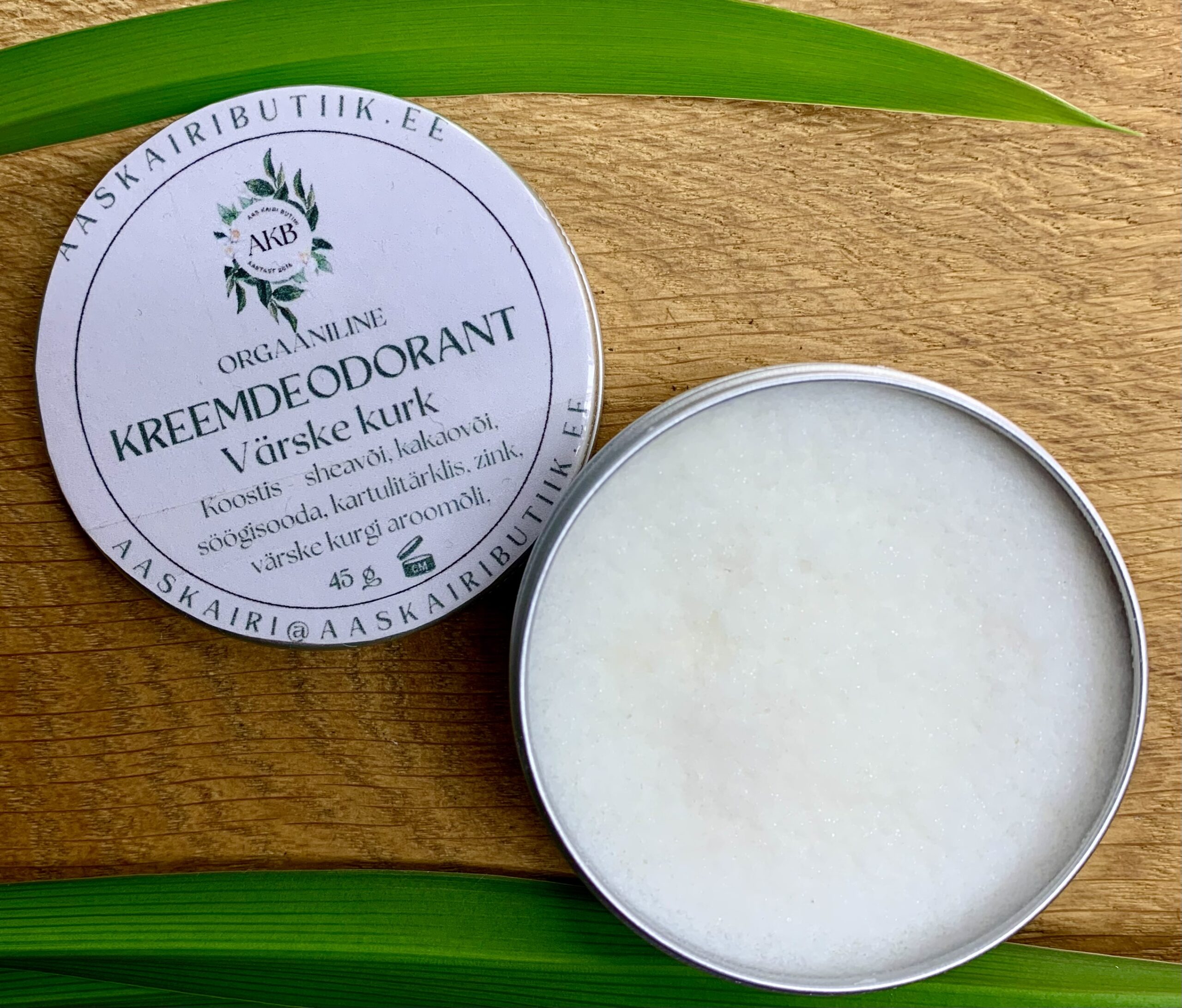 orgaaniline kreemdeodeorant , lpuhas Eesti looduskosmeetika, valmistatud käsitööna, Aas Kairi Butiin