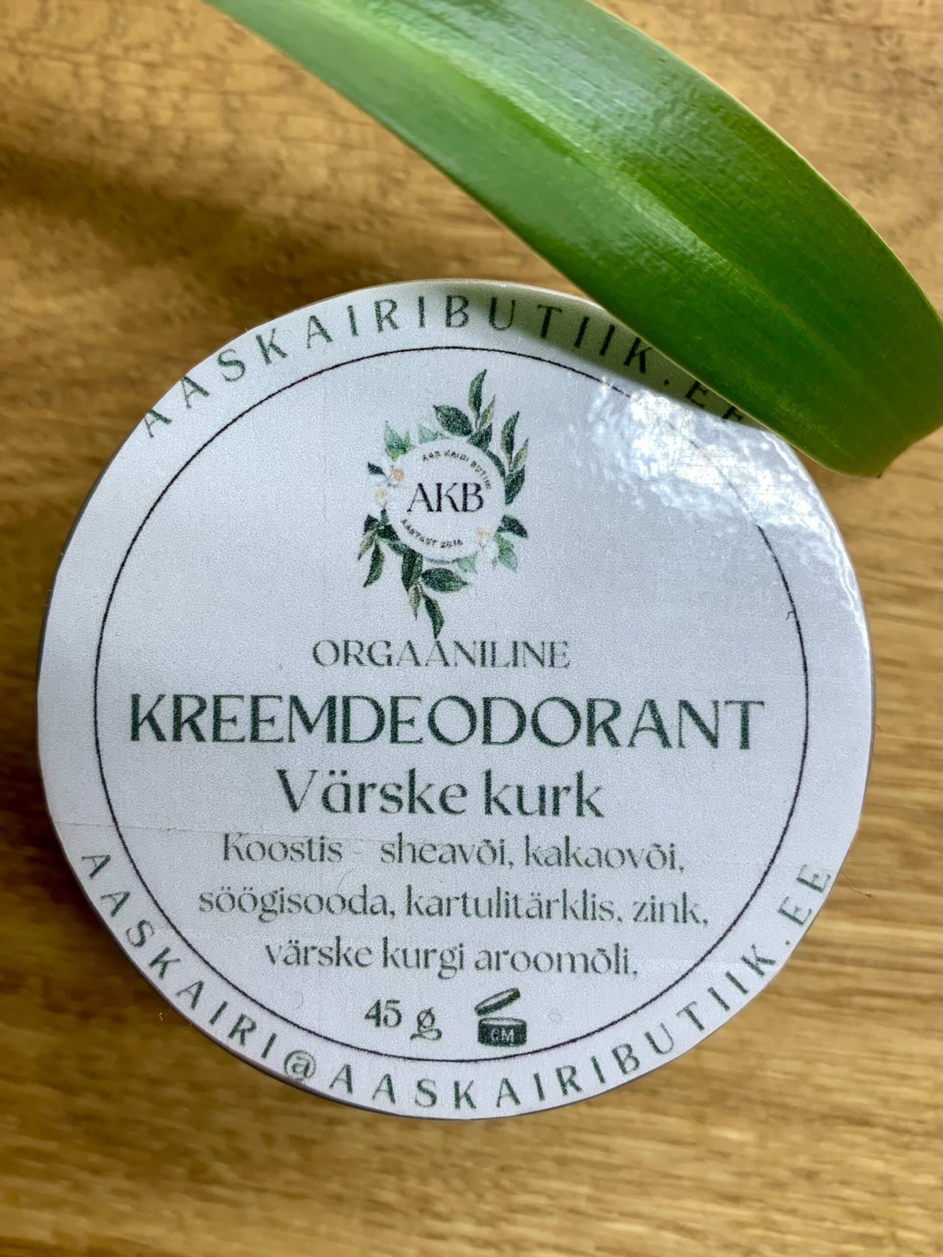 orgaaniline kreemdeodeorant , lpuhas Eesti looduskosmeetika, valmistatud käsitööna, Aas Kairi Butiin