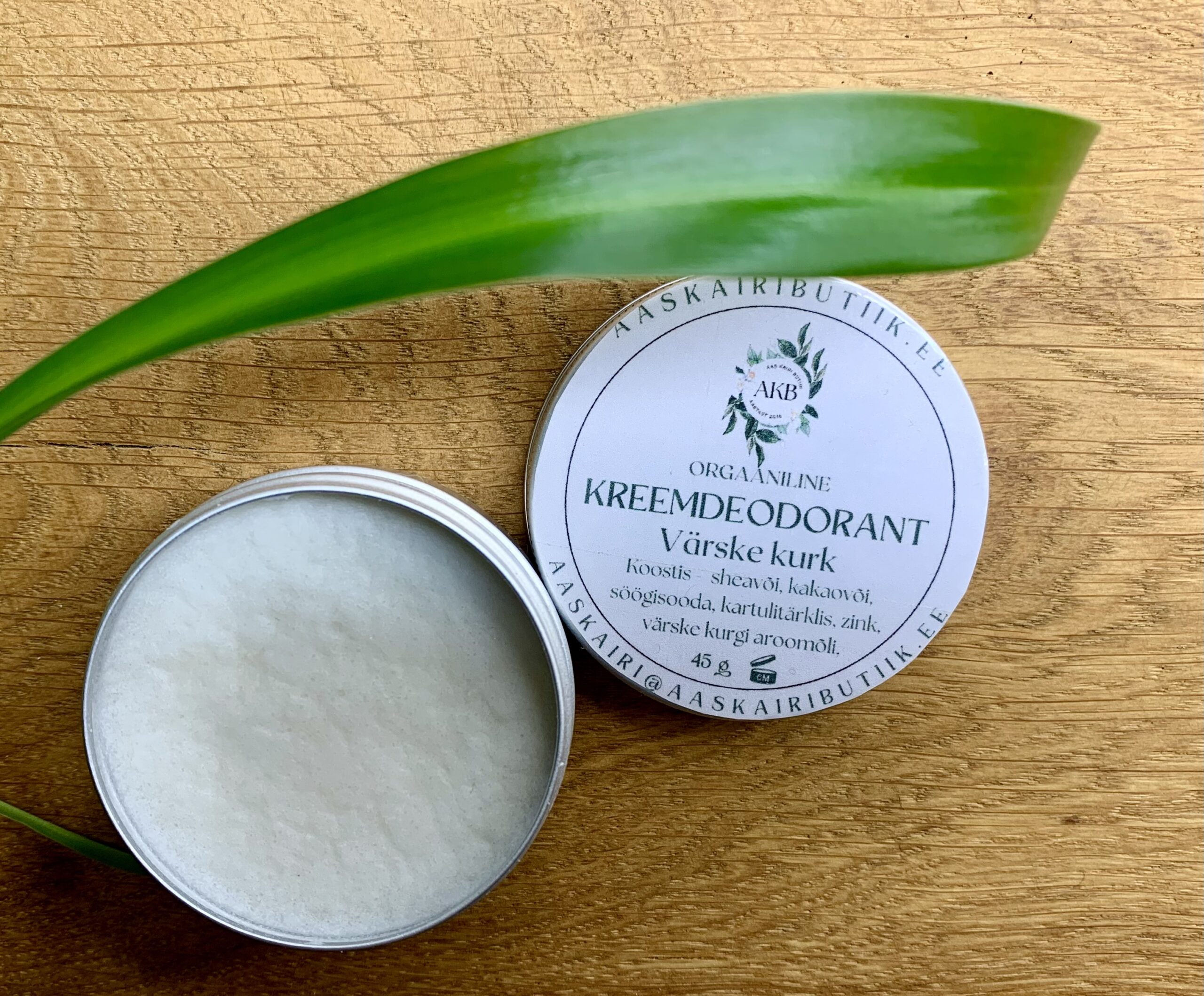 orgaaniline kreemdeodeorant , lpuhas Eesti looduskosmeetika, valmistatud käsitööna, Aas Kairi Butiin