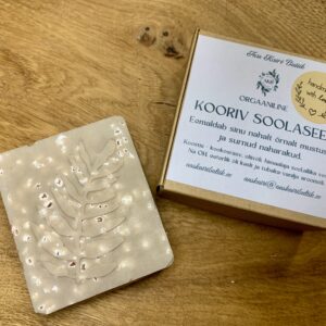 kooriv soolaseep, orgaaniline toode, valmistatud käsitööna, Eesti käsitöö. Aas Kairi Butiik